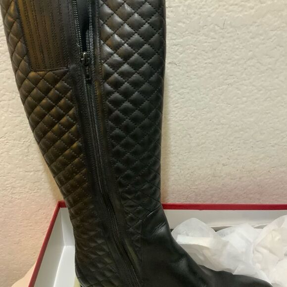 $295 Vaneli "radio Riding" Black Flat Quilted Leather Boot 9 S - Picture 5 of 12